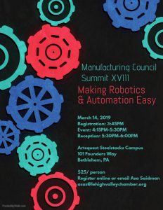 Register to attend the Greater Lehigh Valley Chamber of Commerce Manufacturers Summit XVIII